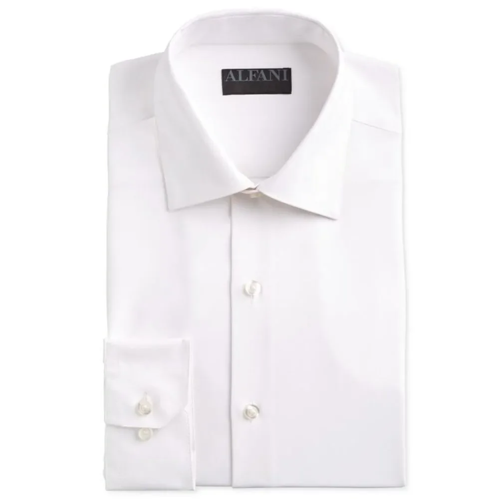 Alfani Mens White Athletic Fit Business Button-Down Shirt 17-17.5 34/35 NWT